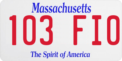 MA license plate 103FI0