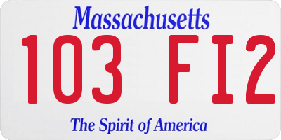 MA license plate 103FI2