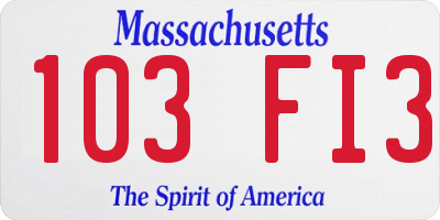 MA license plate 103FI3