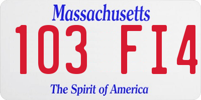 MA license plate 103FI4