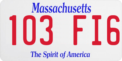 MA license plate 103FI6