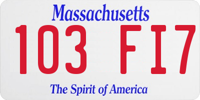 MA license plate 103FI7