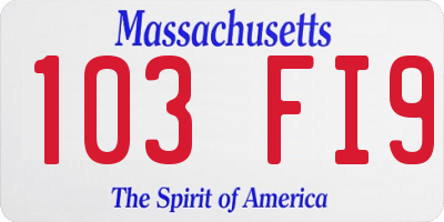 MA license plate 103FI9
