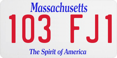 MA license plate 103FJ1