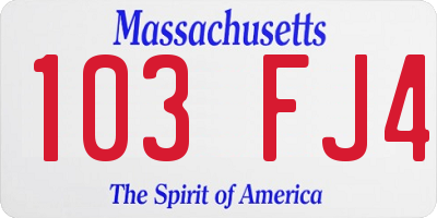 MA license plate 103FJ4