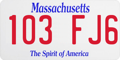 MA license plate 103FJ6