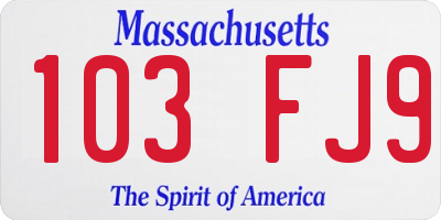 MA license plate 103FJ9