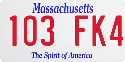 MA license plate 103FK4