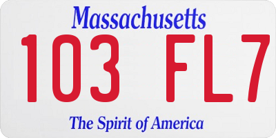 MA license plate 103FL7