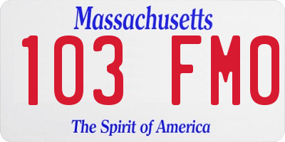 MA license plate 103FM0