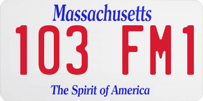 MA license plate 103FM1