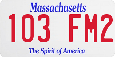 MA license plate 103FM2