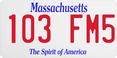 MA license plate 103FM5