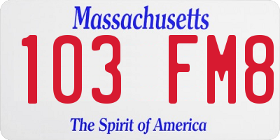 MA license plate 103FM8