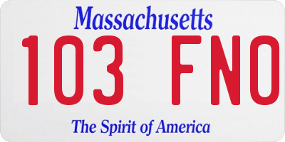 MA license plate 103FN0