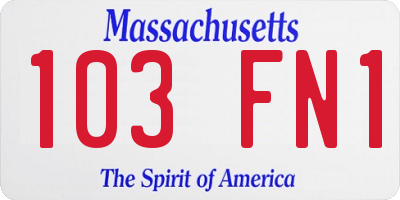 MA license plate 103FN1