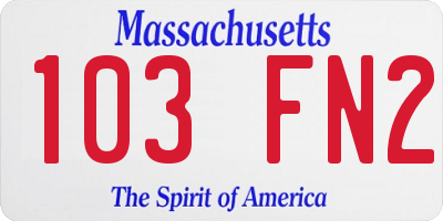 MA license plate 103FN2