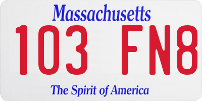 MA license plate 103FN8
