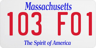 MA license plate 103FO1