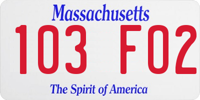 MA license plate 103FO2