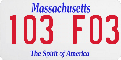 MA license plate 103FO3