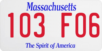 MA license plate 103FO6