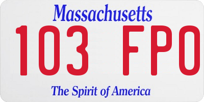 MA license plate 103FP0