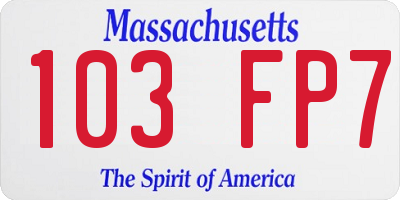 MA license plate 103FP7