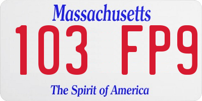 MA license plate 103FP9