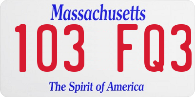 MA license plate 103FQ3