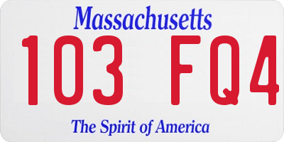 MA license plate 103FQ4