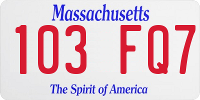 MA license plate 103FQ7