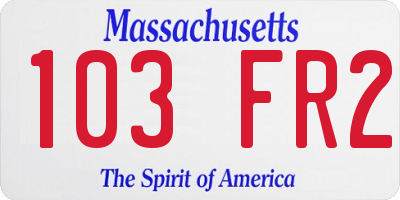 MA license plate 103FR2