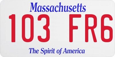 MA license plate 103FR6