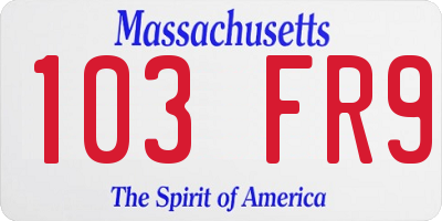 MA license plate 103FR9