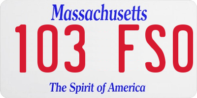 MA license plate 103FS0