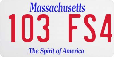 MA license plate 103FS4
