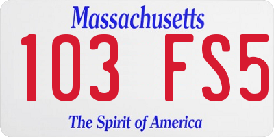 MA license plate 103FS5