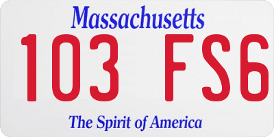 MA license plate 103FS6