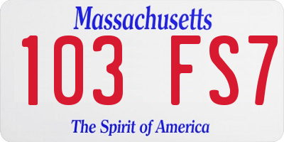 MA license plate 103FS7