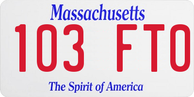 MA license plate 103FT0