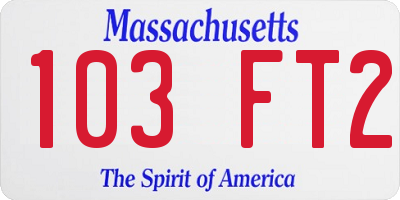 MA license plate 103FT2