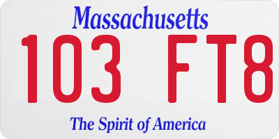MA license plate 103FT8