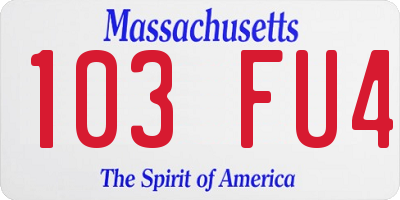 MA license plate 103FU4