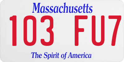 MA license plate 103FU7