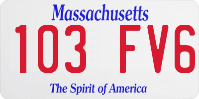 MA license plate 103FV6