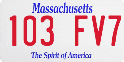 MA license plate 103FV7