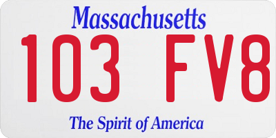 MA license plate 103FV8