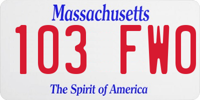MA license plate 103FW0