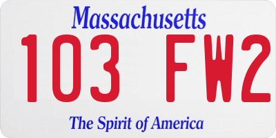 MA license plate 103FW2